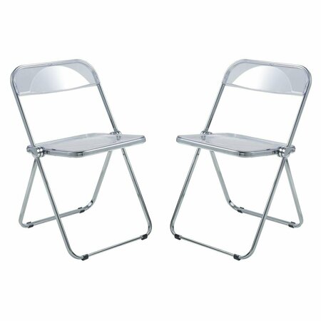 KD AMERICANA Lawrence Acrylic Folding Chair with Metal Frame, Clear, 2PK KD2609656